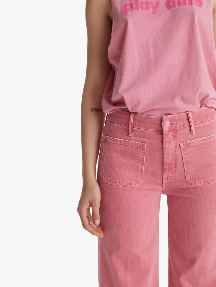 Mother Denim - The Patch Pocket Roller Fray Wide-Leg Jeans in Mauve Glow