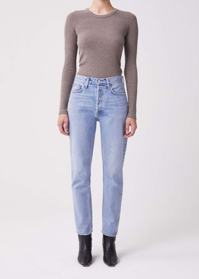AGoldE - Maya Scoop Neck Rib Knit Top in Granola Heather