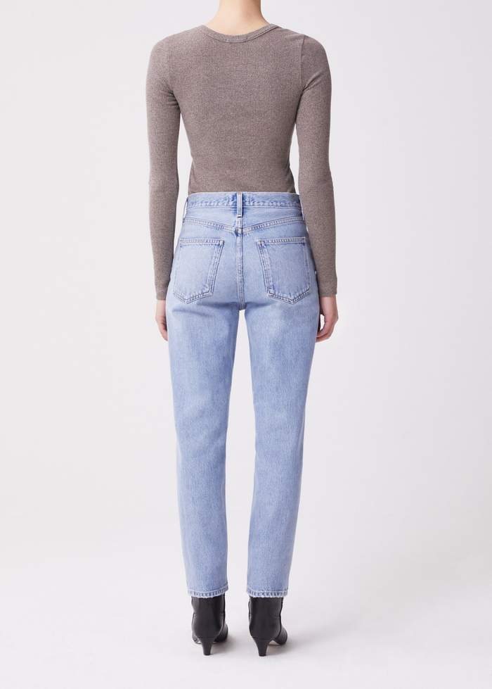 AGoldE - Maya Scoop Neck Rib Knit Top in Granola Heather