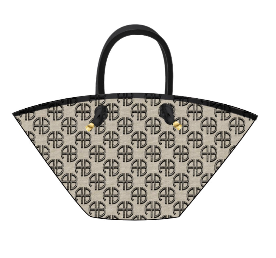 Anine Bing - Medium Taylin Tote in Camel Monogram Print