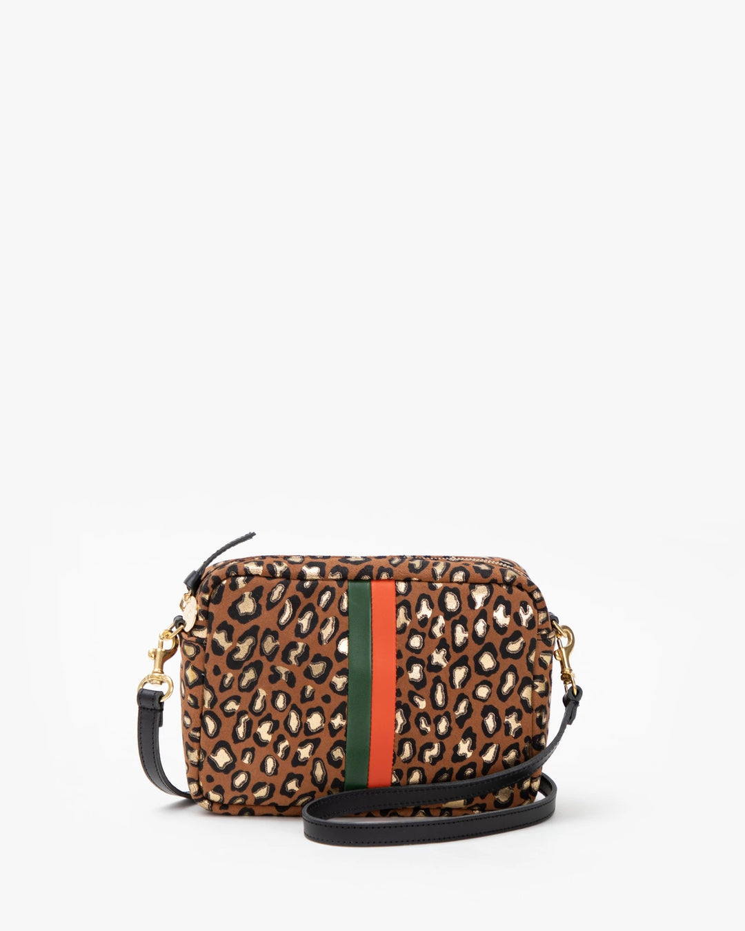 Clare V. - Midi Sac in Cognac Metal Cat w/ Evergreen & Poppy Italian Nappa Desert Stripes
