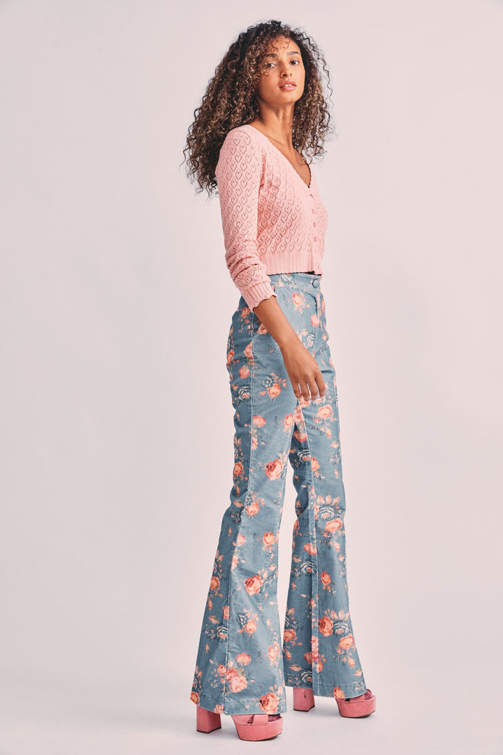 Love Shack Fancy - Meyerson Flared Pant in Faded Denim