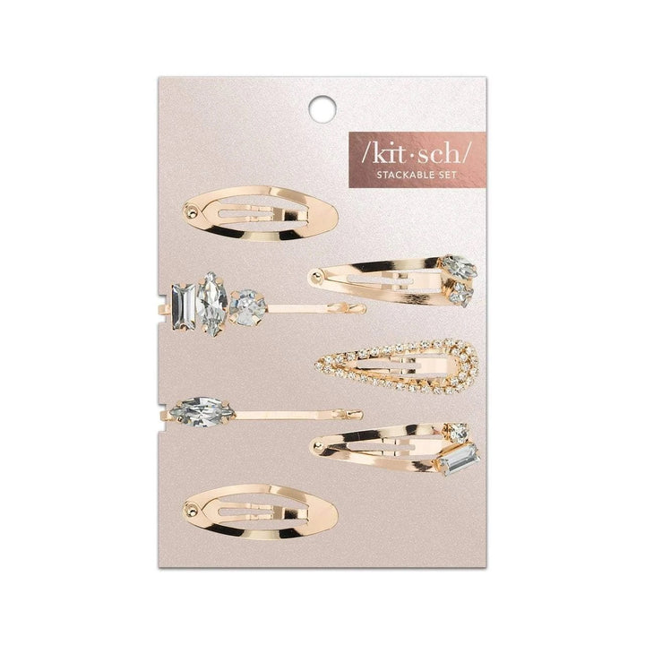 Kitsch - Micro Stackable Snap Hair Clips 7pc Set in Gold