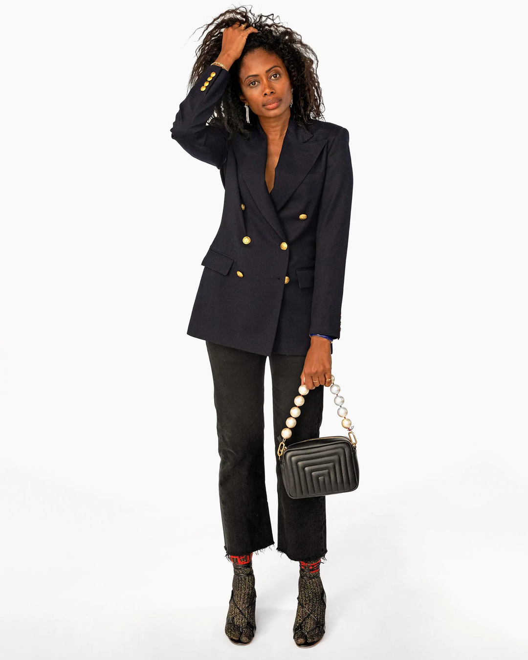 Clare V - Midi Sac in Black Channel Quilted Nappa