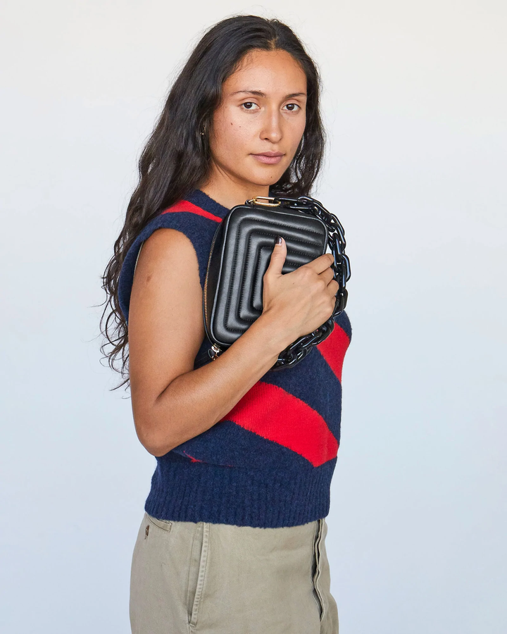 Clare V - Midi Sac in Black Channel Quilted Nappa