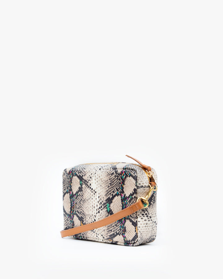 Clare V. - Midi Sac in Kaleidoscope Snake w/ Navy & Red Suede Desert Stripes