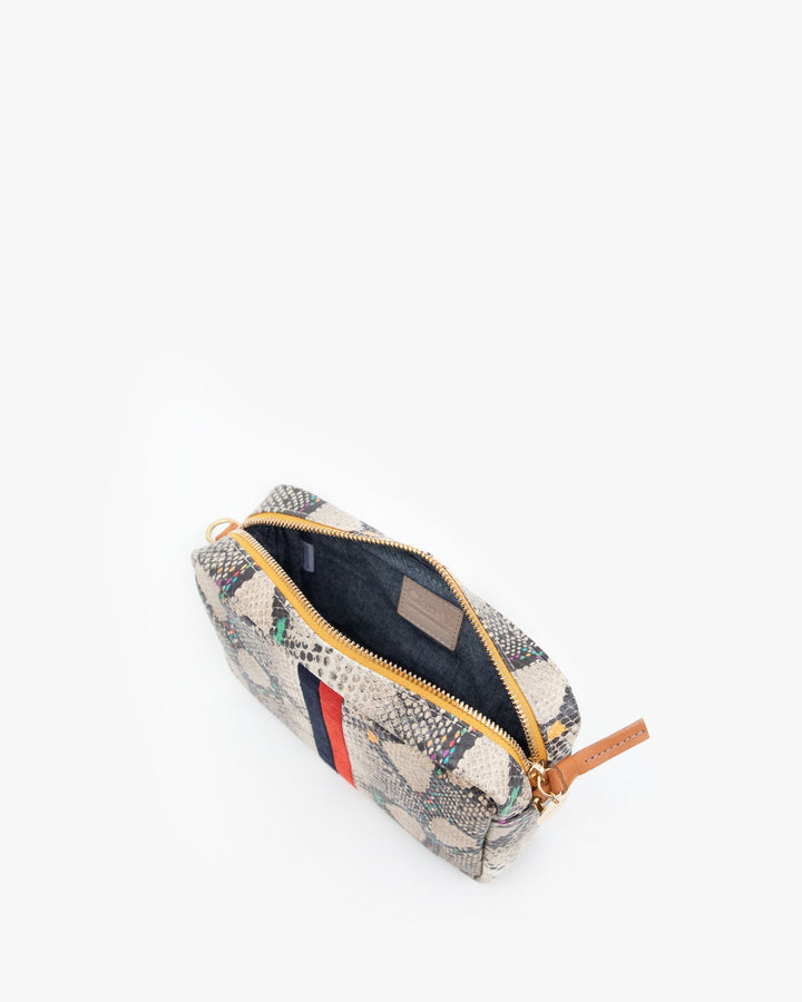Clare V. - Midi Sac in Kaleidoscope Snake w/ Navy & Red Suede Desert Stripes