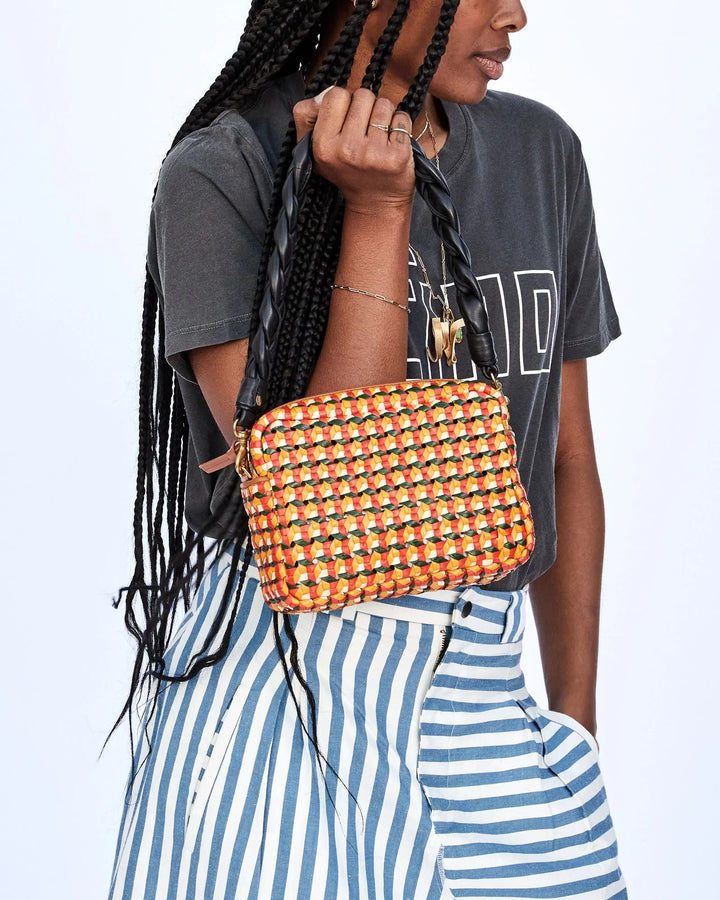 Clare V. - Midi Sac in Marigold, Cherry Red, Evergreen & Cream Rattan