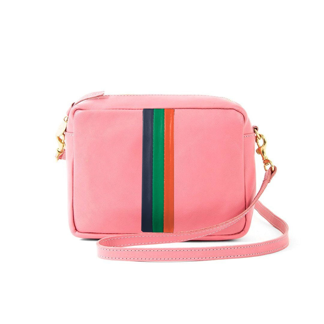Clare V. - Midi Sac in Petal Rustic w/ Navy, Emerald & Blood Orange Italian Nappa Desert Stripes
