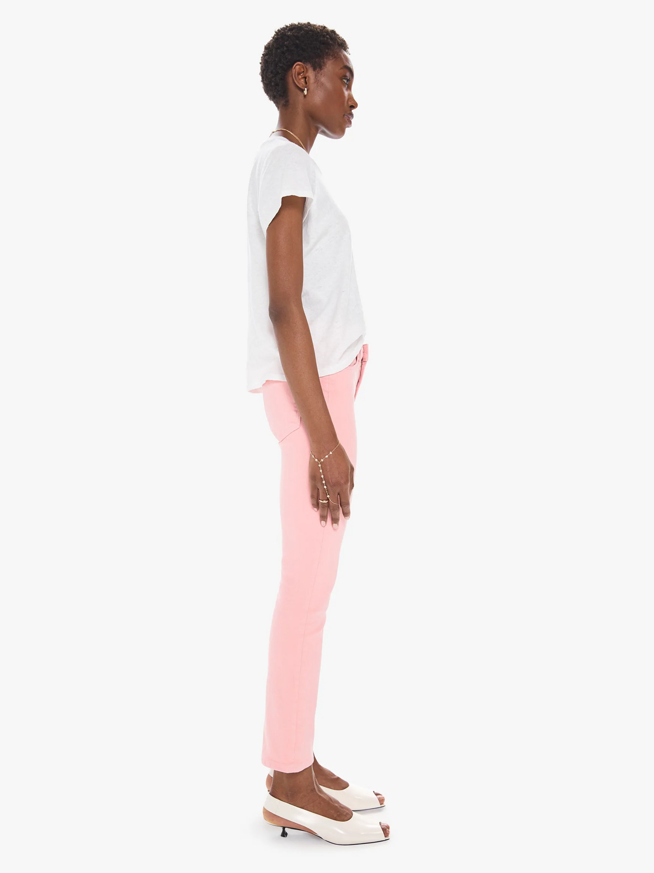 【MODIMOOD】Non-Fade Pink Heart Point White Denim ★S/M/L Benetton_22PI_22P4DENC0782I_90