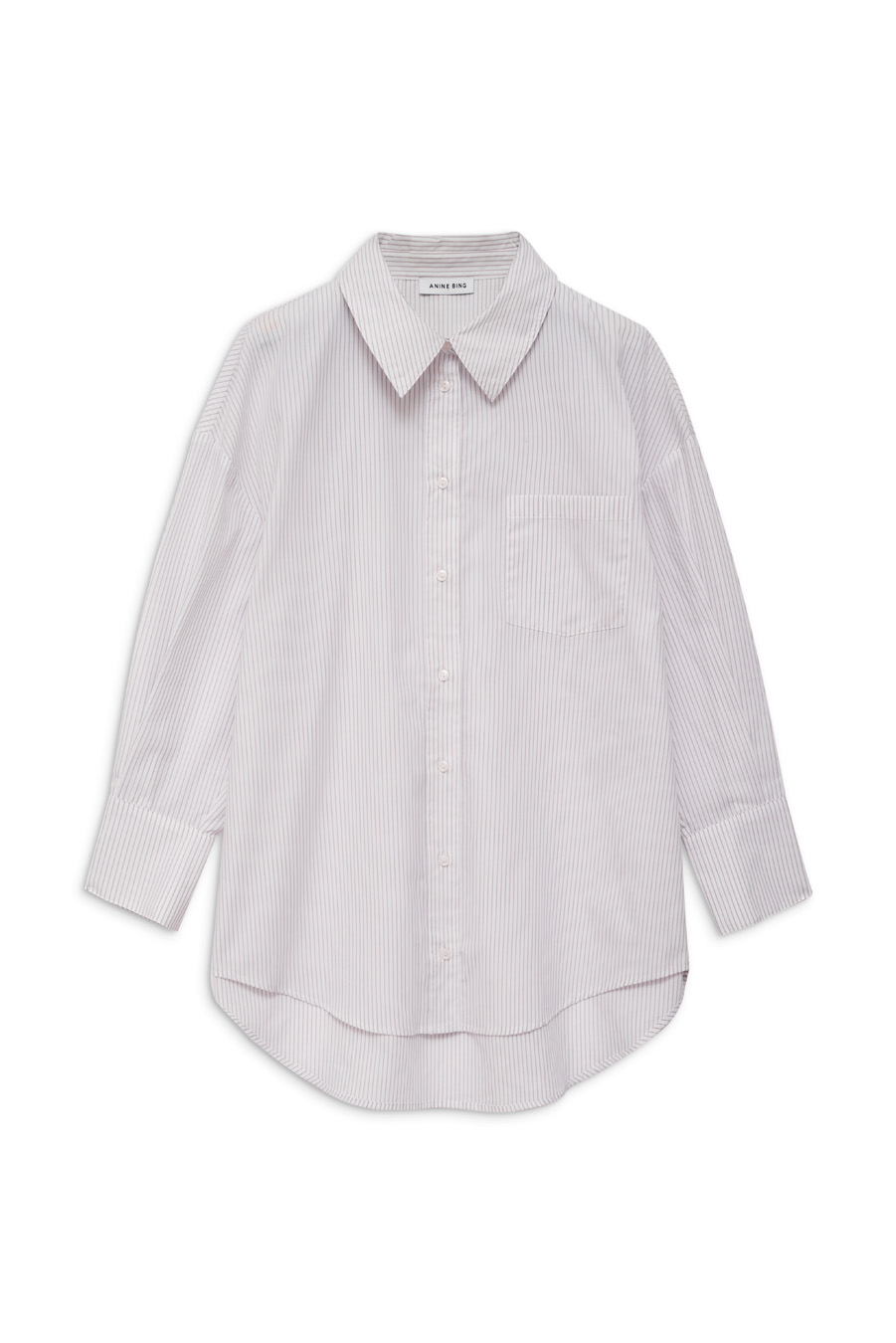 Anine Bing - Mika Shirt in White and Lavender Stripe