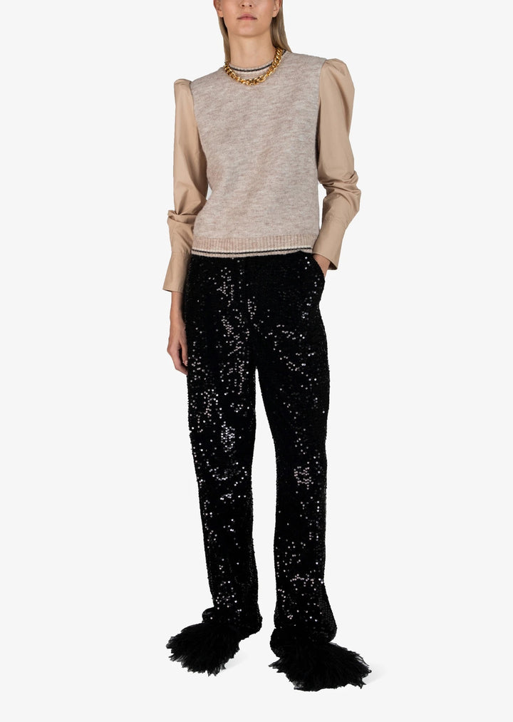 Derek Lam 10 Crosby - Milton Mixed Media Sweater in Khaki