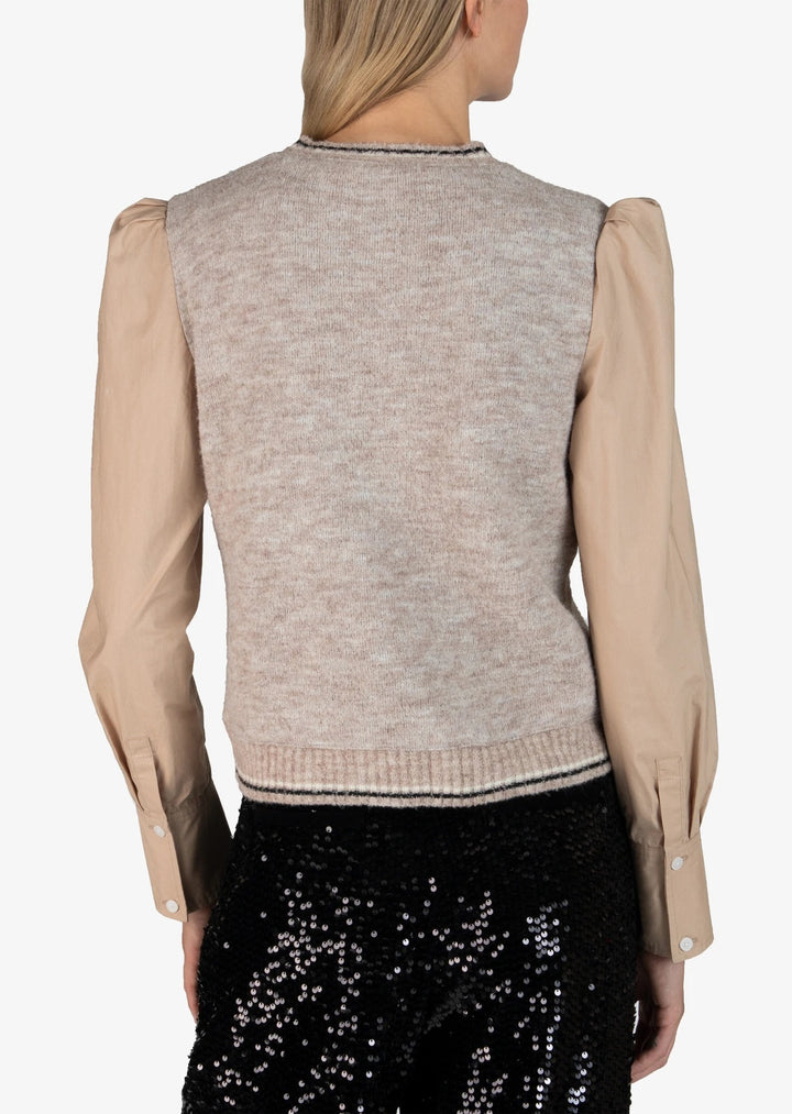 Derek Lam 10 Crosby - Milton Mixed Media Sweater in Khaki