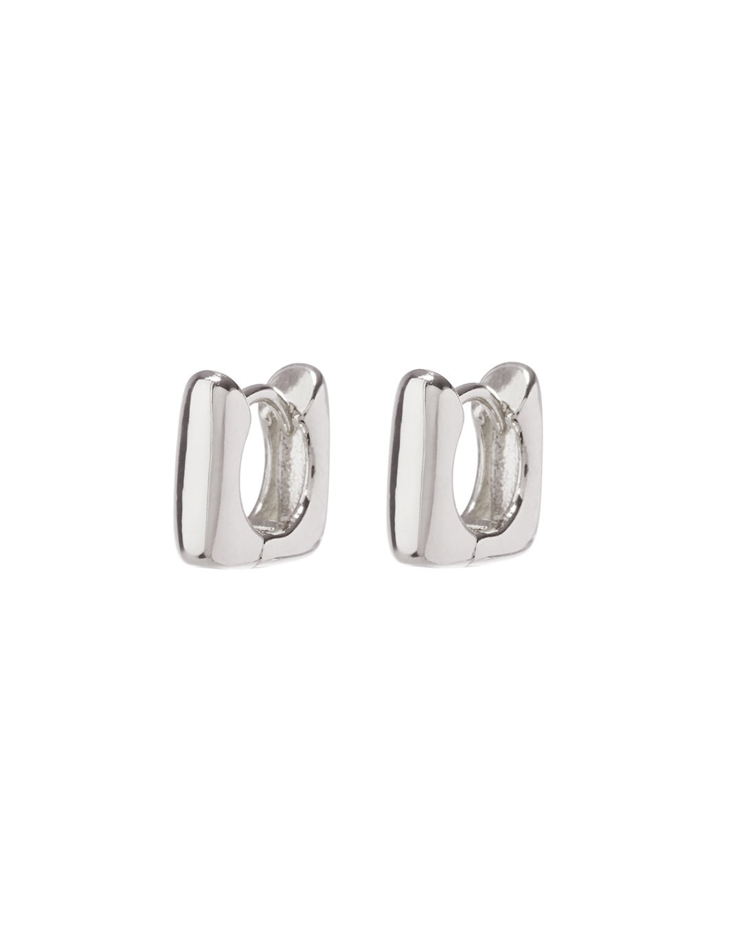 LUV AJ - Mini Art Deco Huggies (9mm) in Silver