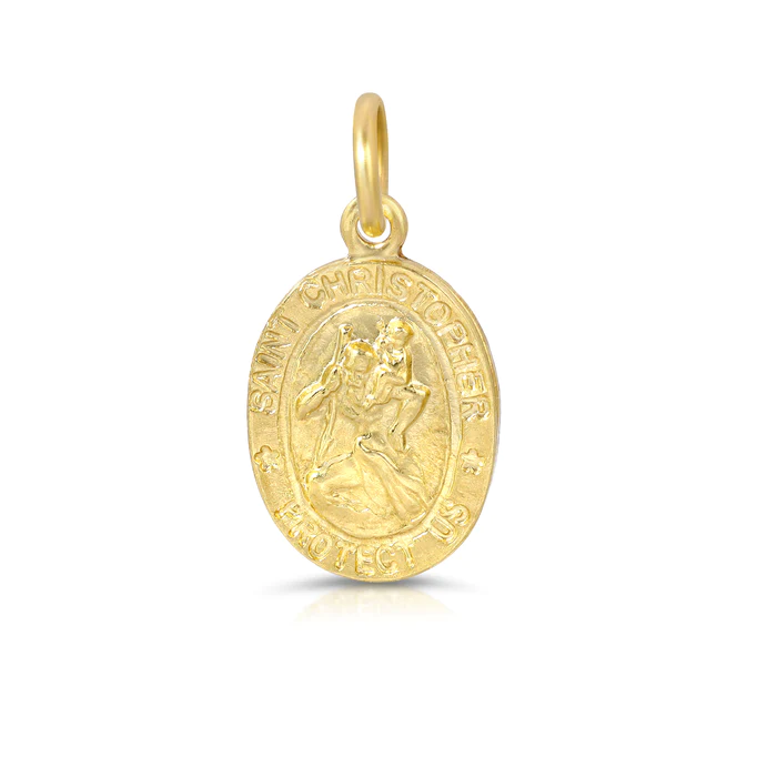 Joy Dravecky - Mini Saint Christopher Charm Necklace in Gold