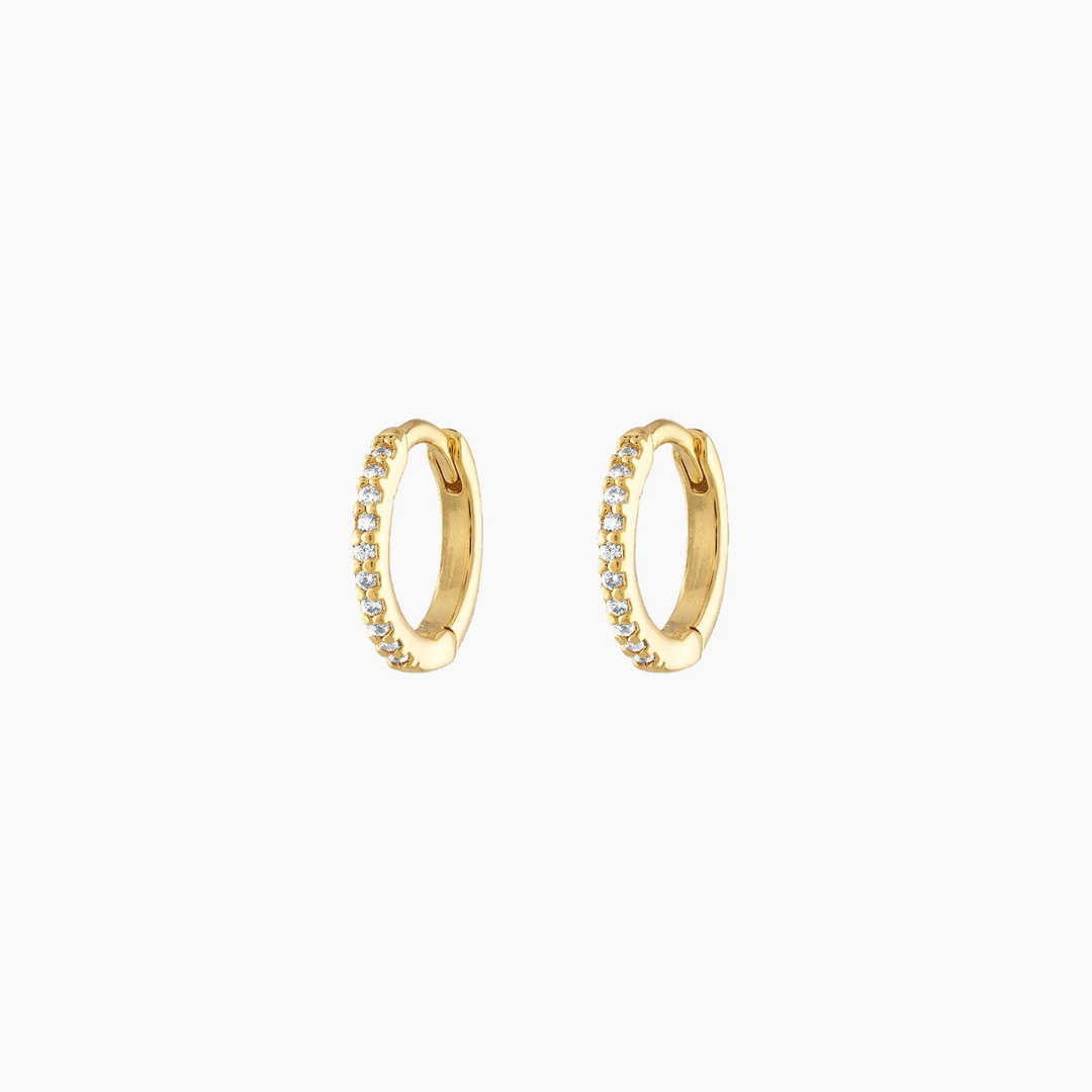 Alexa Leigh - Mini Crystal Huggies in Gold Earrings