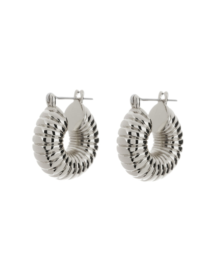LUV AJ - Ridged Mini Donut Hoops in Silver