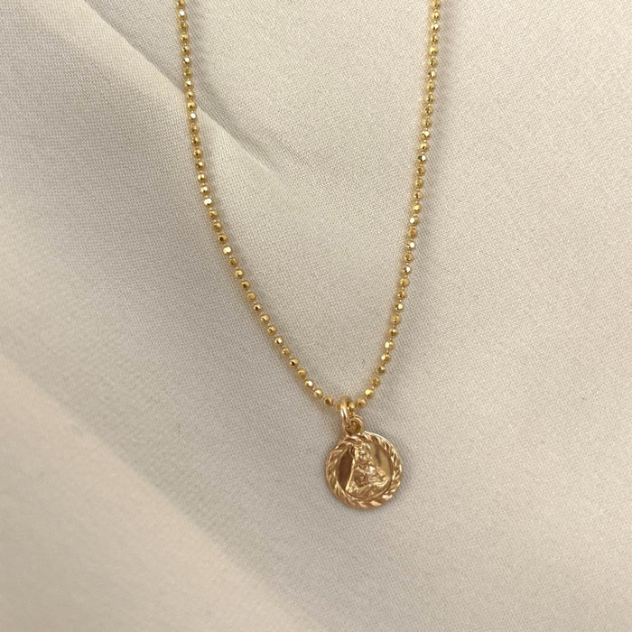 Joy Dravecky - Mini Guadalupe Charm Necklace in Gold