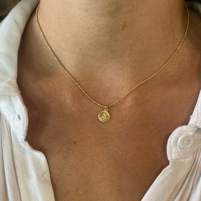 Joy Dravecky - Mini Guadalupe Charm Necklace in Gold