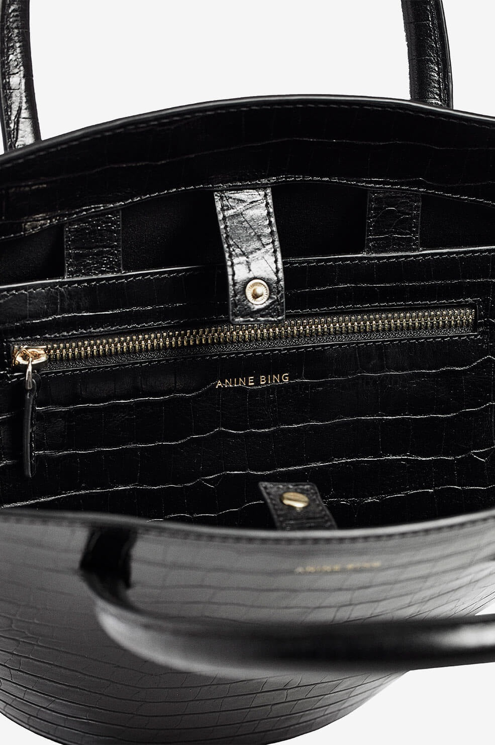 Anine Bing - Mini Holland Bag in Black Croco