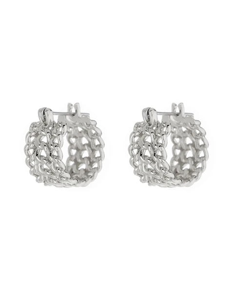 LUV AJ - Mini Margherita Chain Hoops in Silver