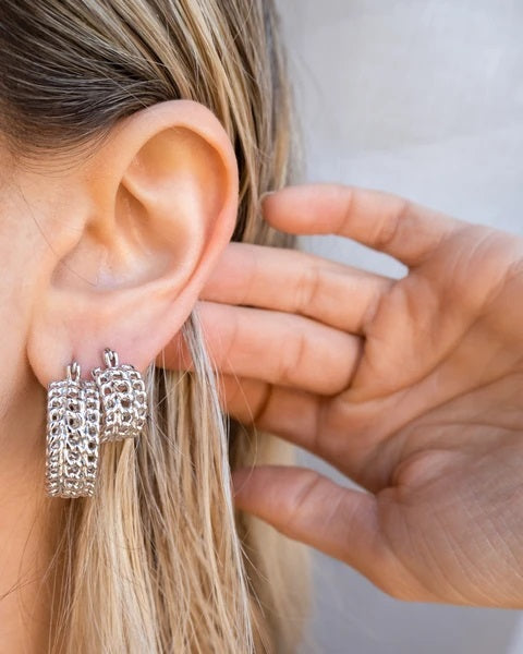 LUV AJ - Mini Margherita Chain Hoops in Silver Jewelry
