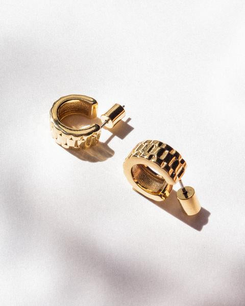 LUV AJ - Mini Timepiece Hoops in Gold