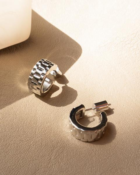 LUV AJ - Mini Timepiece Hoops in Silver