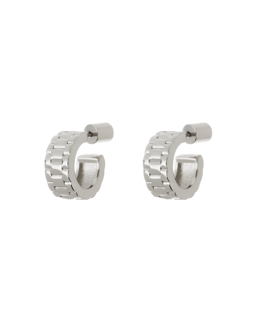 LUV AJ - Mini Timepiece Hoops in Silver
