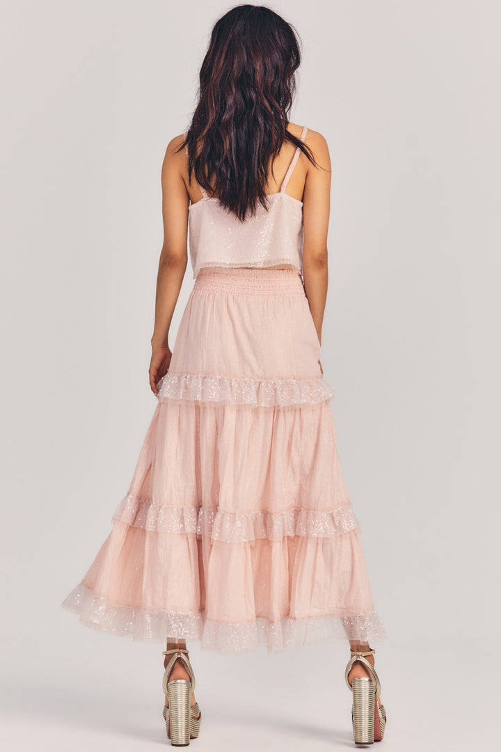Love Shack Fancy - Mirella Skirt in Seashell Pink
