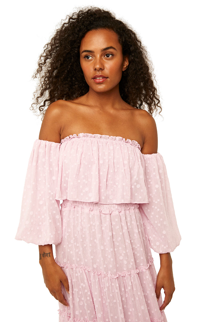 Misa - Cassandra Dress in Lilac Clip Dot Dresses