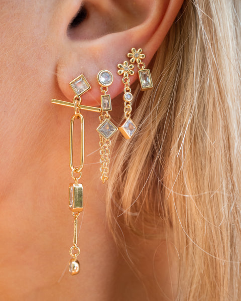 LUV AJ - Mixte Chain Studs in Gold