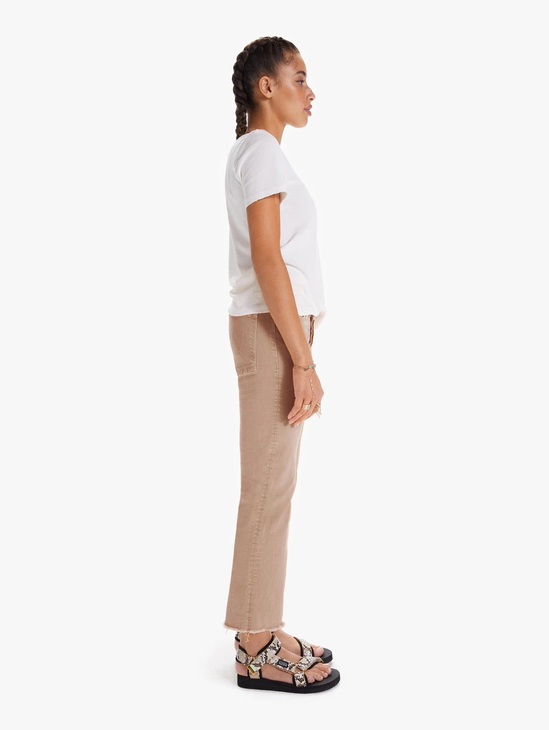 Mother Denim - The Scrapper Cuff Ankle Fray Jean in Brush Denim
