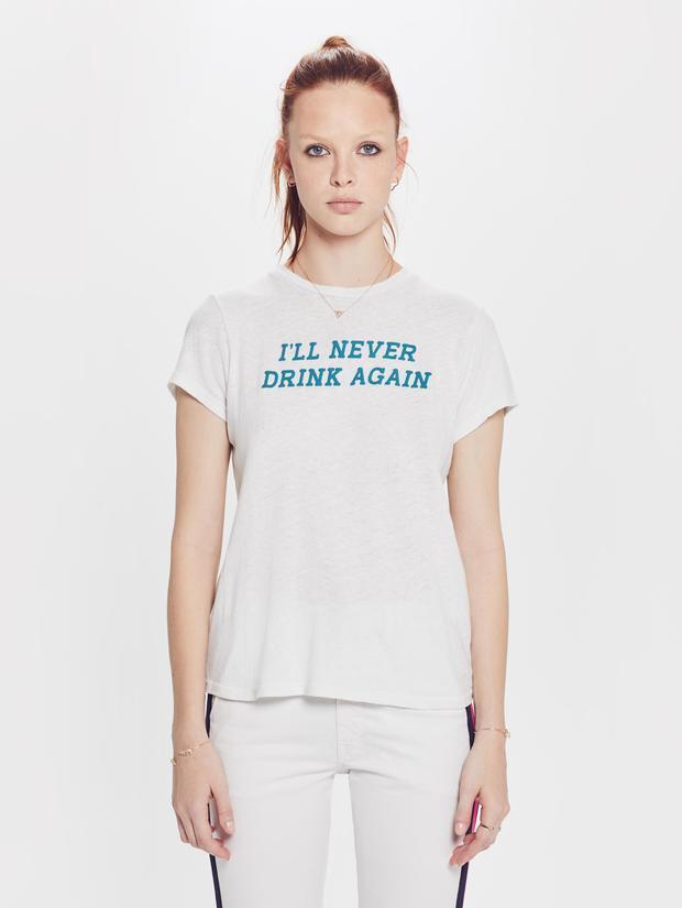Mother Denim - The Sinful "I'll Never Drink Again" T-Shirt in Chalk
