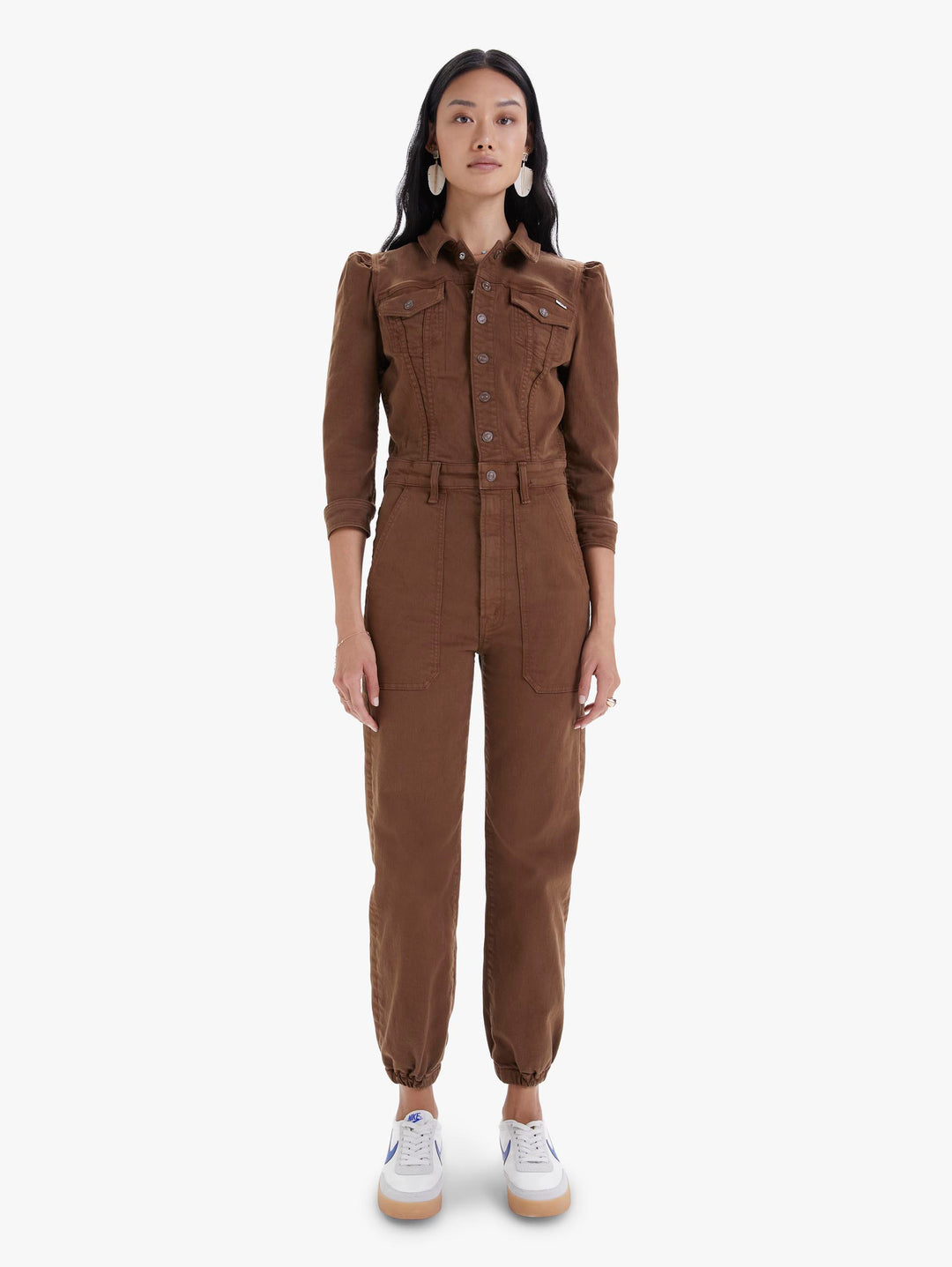 Mother - The Puffy Wrapper Jumpsuit in Dark Earth Jumpsuits