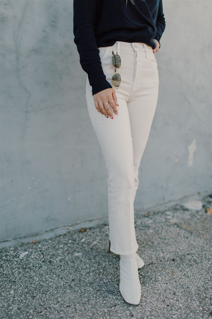 Mother - The Stash Tripper Ankle in Cream Denim