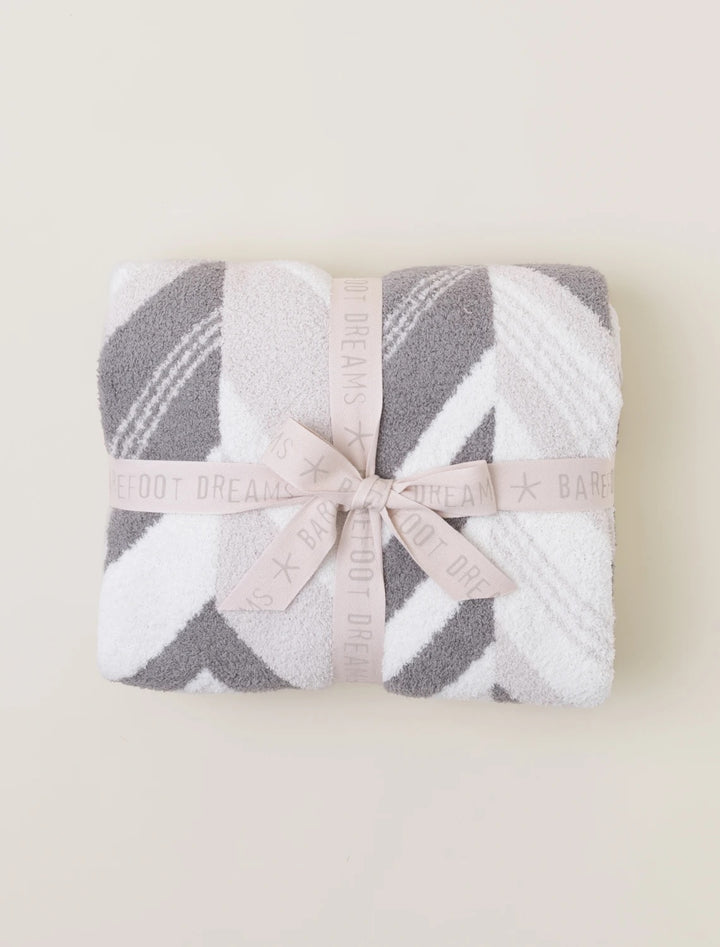 Barefoot Dreams - Cozychic Mountain Peaks Blanket in Bisque/Warm Gray