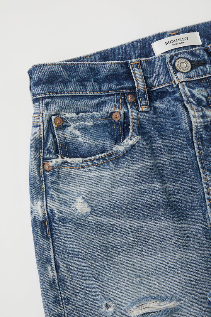 Moussy - MV Odessa Wide Straight in Dark Blue Denim