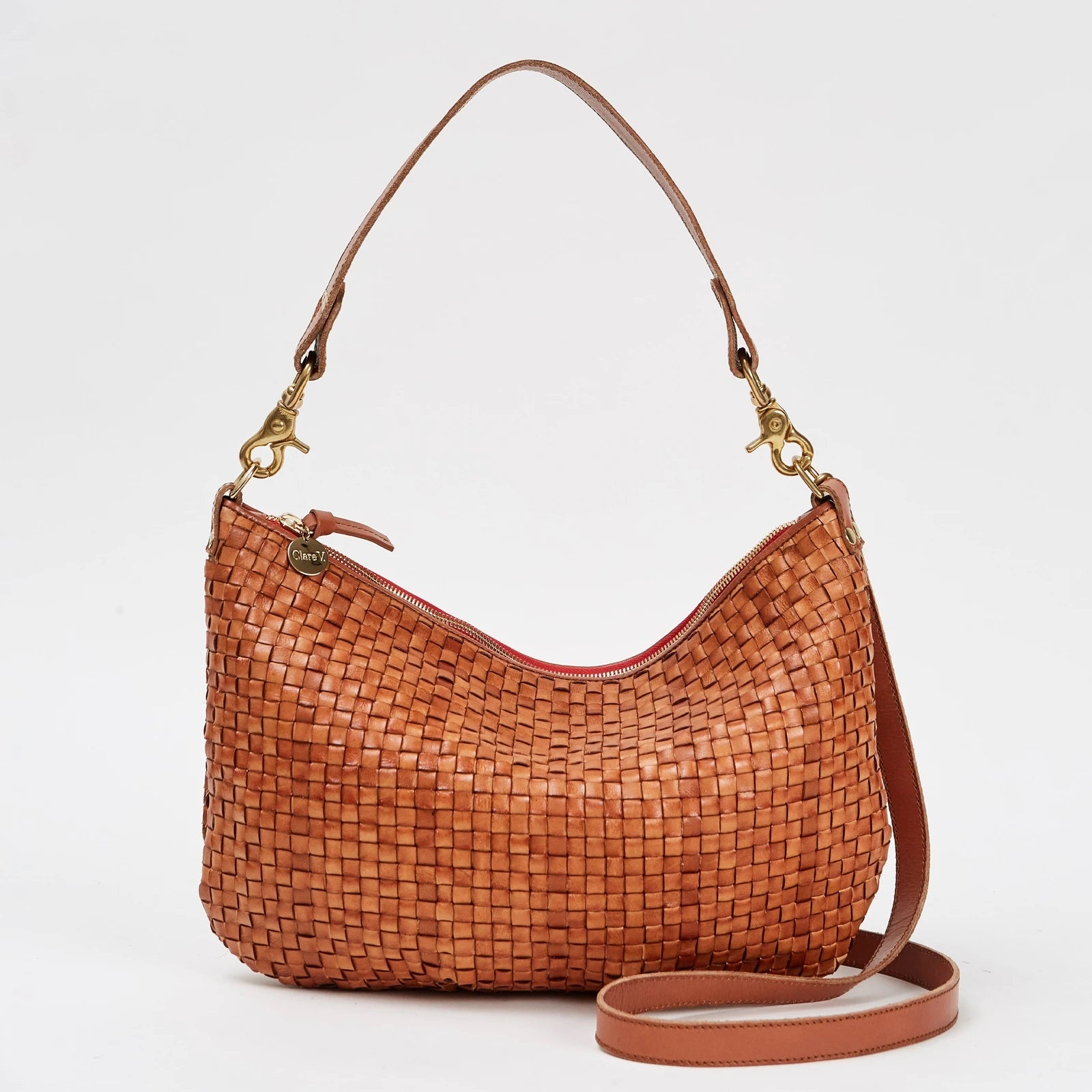 Clare V. - Moyen Messenger in Natural Woven Checker