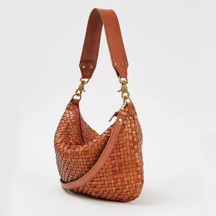 Clare V. - Moyen Messenger in Natural Woven Checker