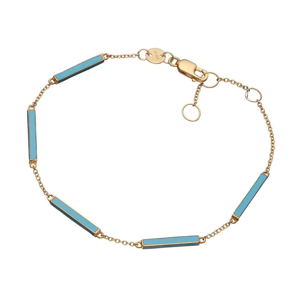 Jennifer Zeuner - Nadine Enamel Bracelet in Turquoise Enamel/14k Yellow Gold Plated Silver
