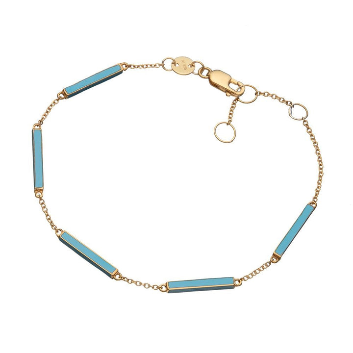 Jennifer Zeuner - Nadine Enamel Bracelet in Turquoise Enamel/14k Yellow Gold Plated Silver