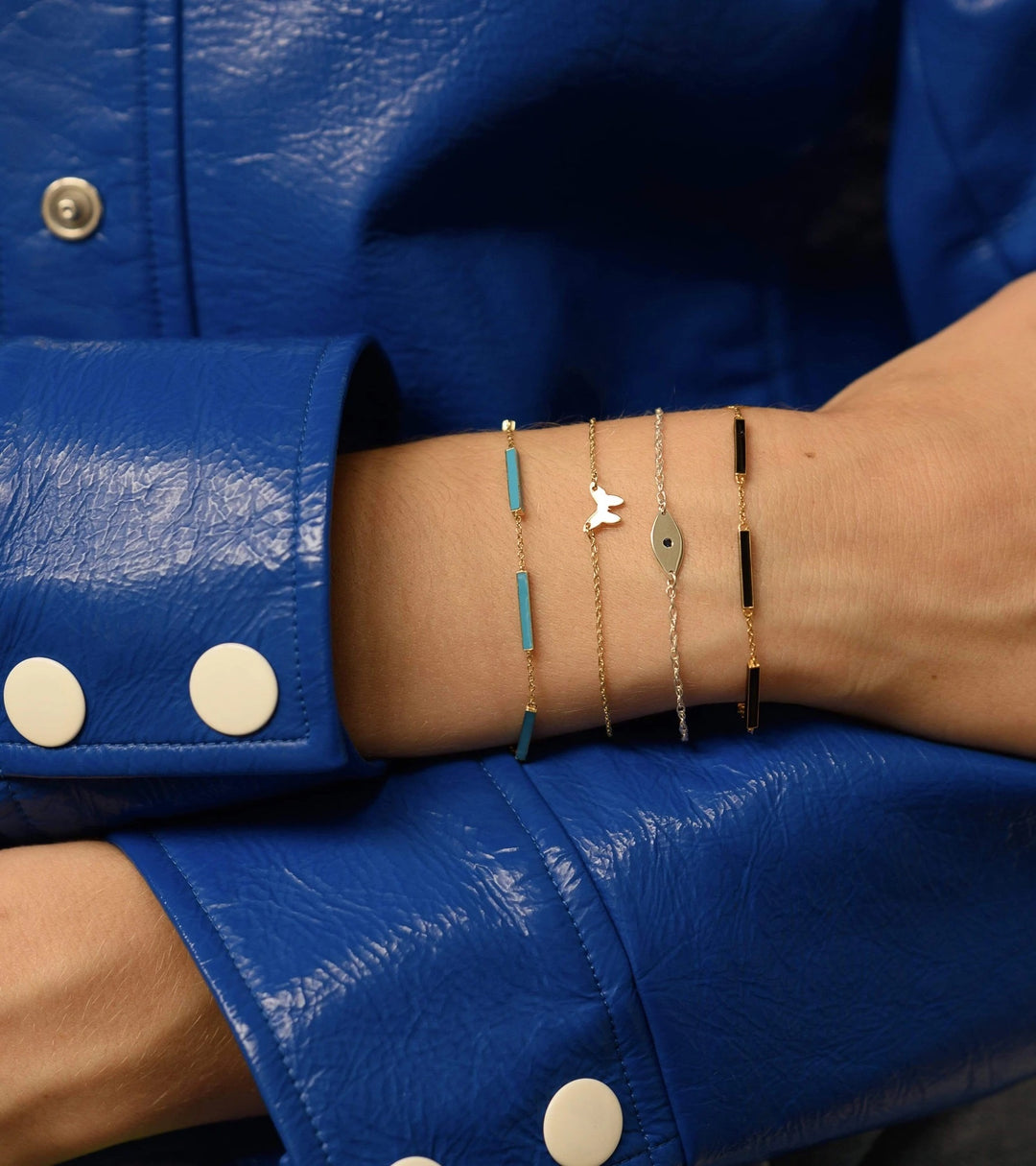 Jennifer Zeuner - Nadine Enamel Bracelet in Turquoise Enamel/14k Yellow Gold Plated Silver