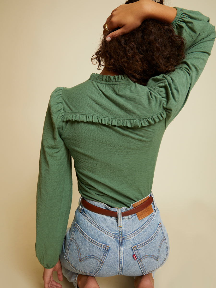 Nation LTD - Claudine Yoked Tee in Jade Tops