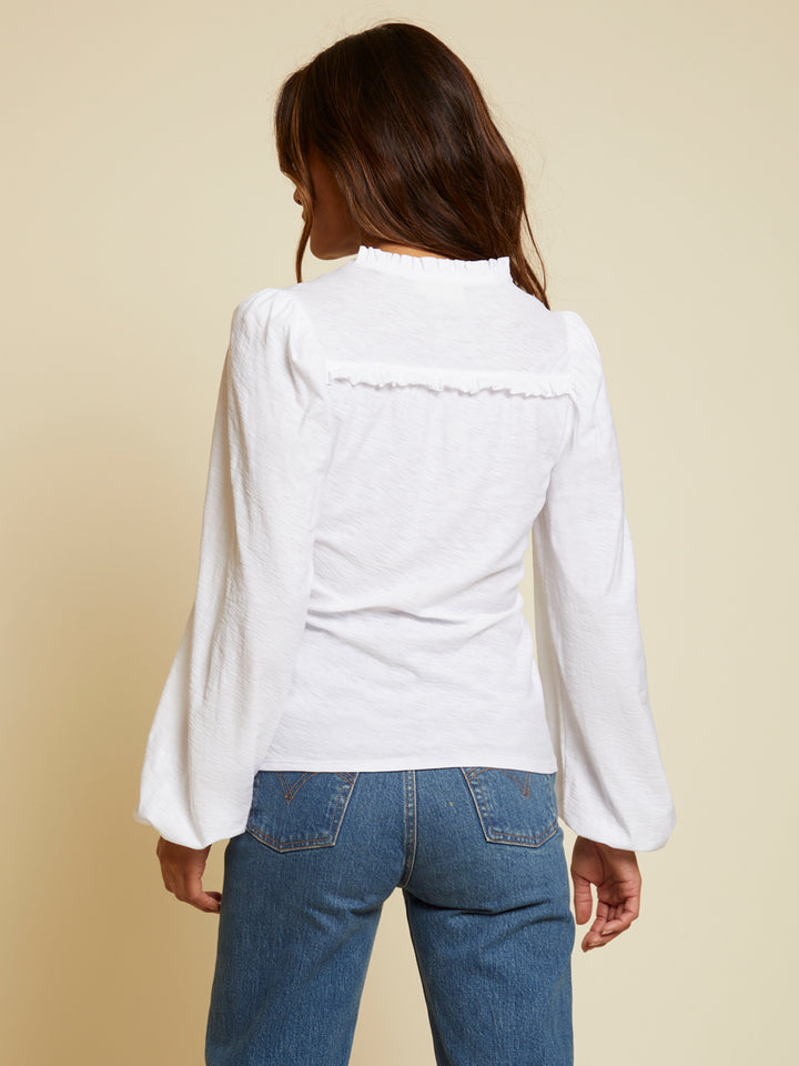 Nation LTD - Claudine Yoked Tee in White Tops