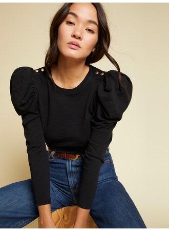 Nation LTD - Krista Feminine Party Tee in Jet Black Tops