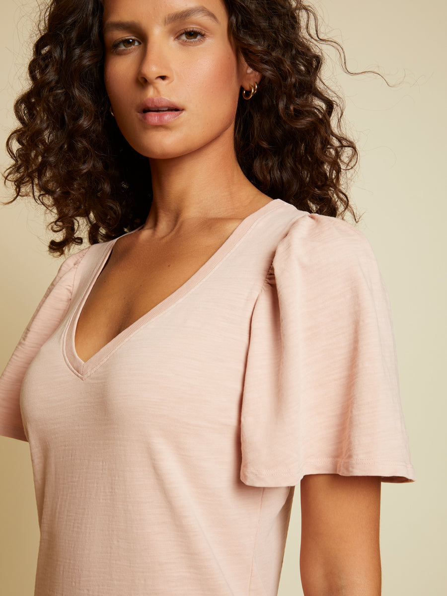 Nation LTD - Mallory Flutter Sleeve Dress in Light Pink Millennial Dresses