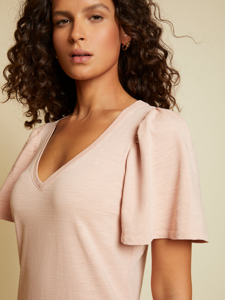 Nation LTD - Mallory Flutter Sleeve Dress in Light Pink Millennial Dresses