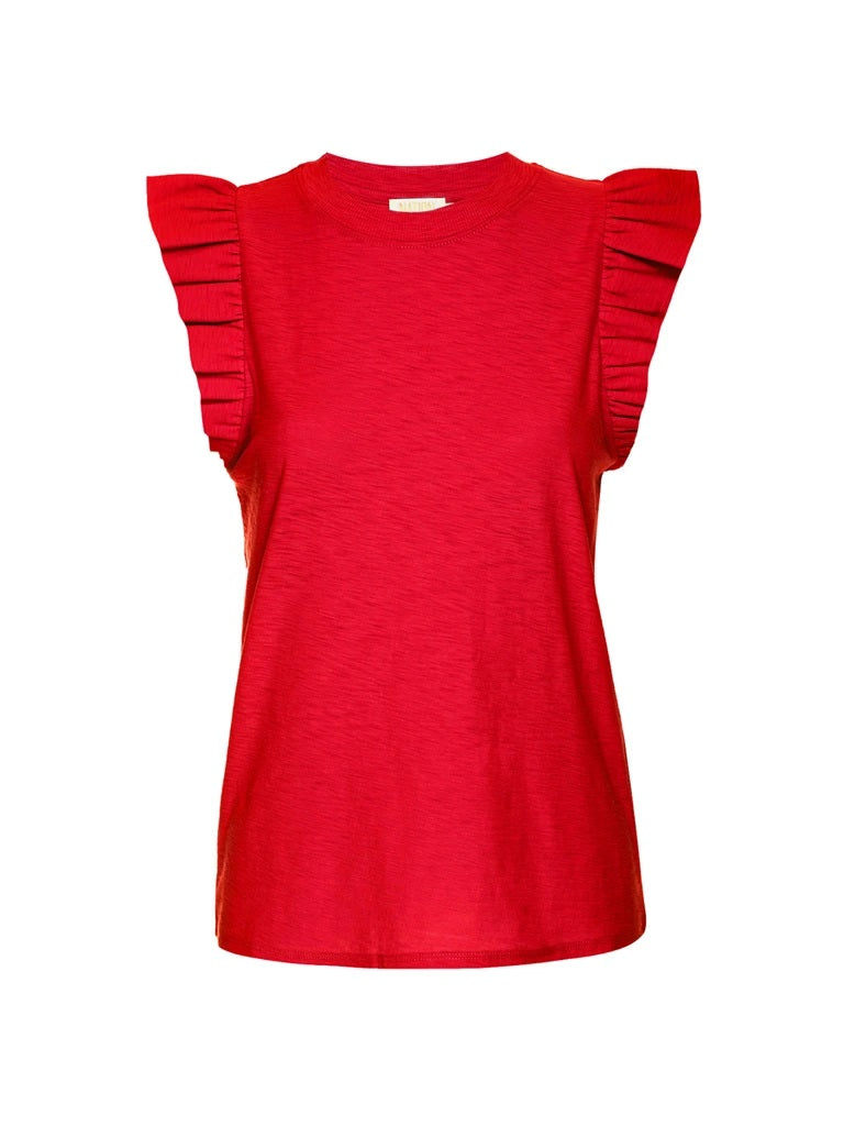 Nation LTD - Paulette Ruffled Tank in Campari Tanks