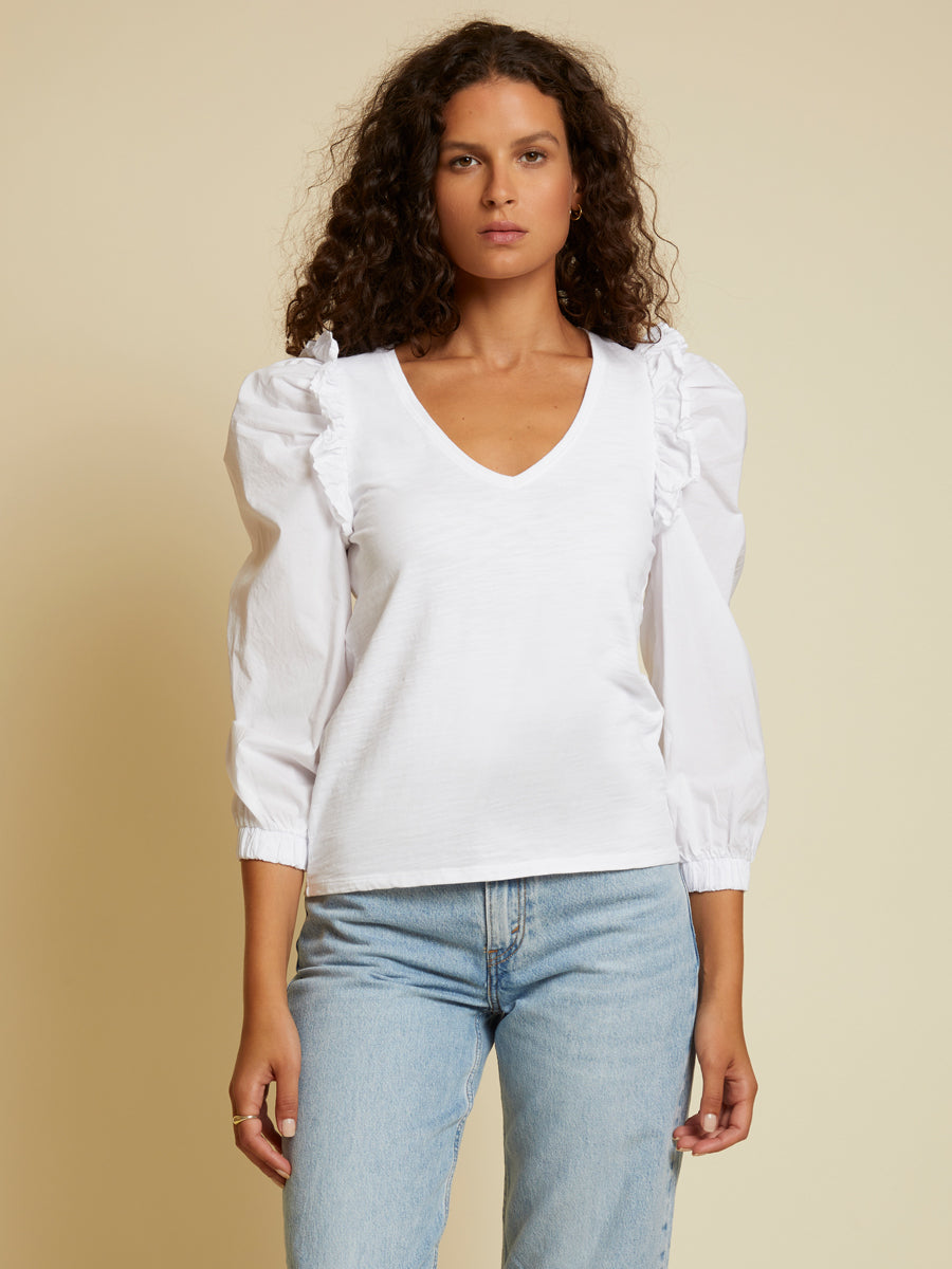 Nation LTD - Remi Prim Combo Tee in Optic White Tops